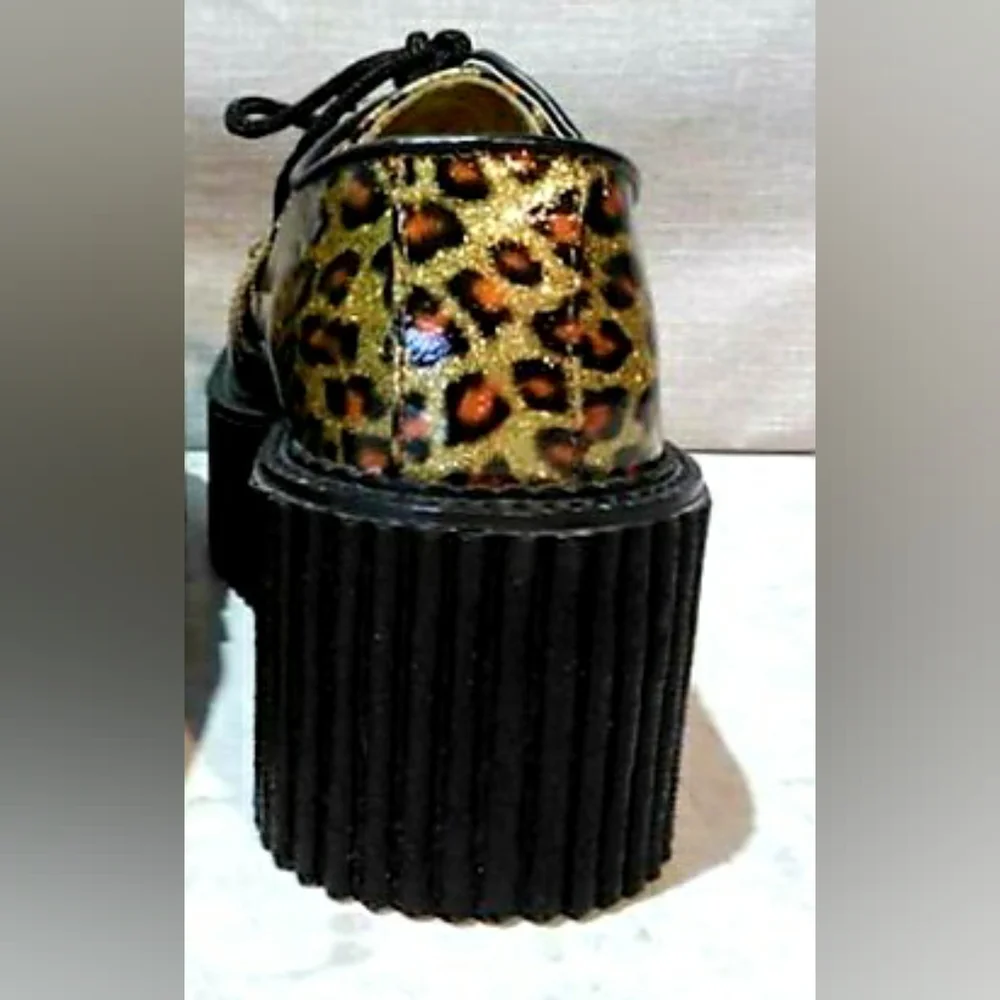 New Demonia Sparkling Leopard Print Platform Creepers - Picture 11 of 12